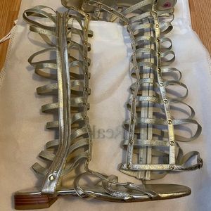Stuart Weizmann Metallic leather Gladiator